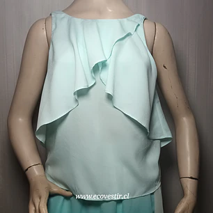 Blusa Zara Trafaluc Sin Mangas con Volantes Verde Agua – Talla S