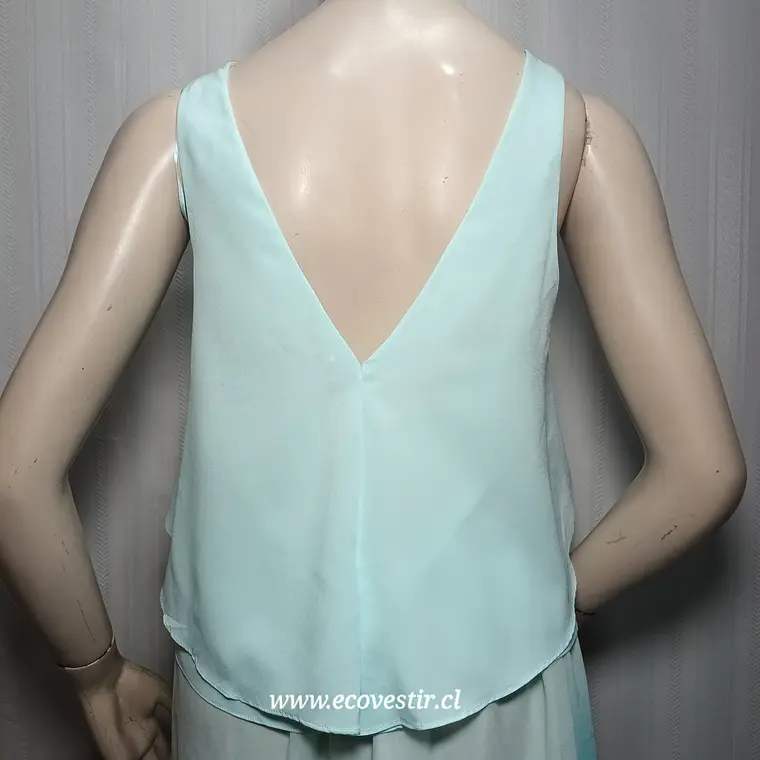 Blusa Zara Trafaluc Sin Mangas con Volantes Verde Agua – Talla S 3