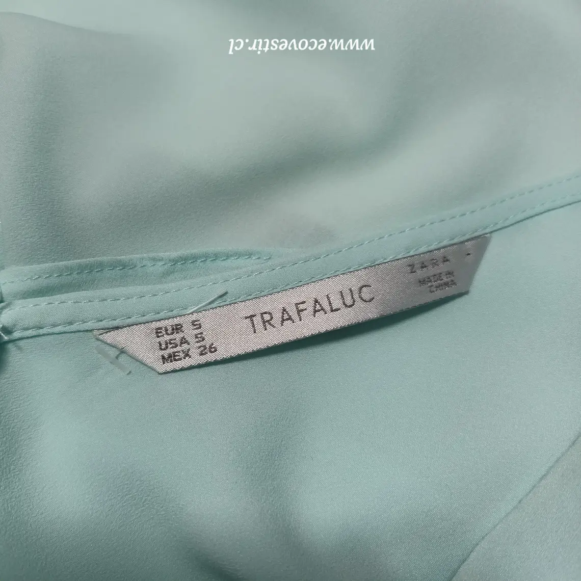 Blusa Zara Trafaluc Sin Mangas con Volantes Verde Agua – Talla S 5