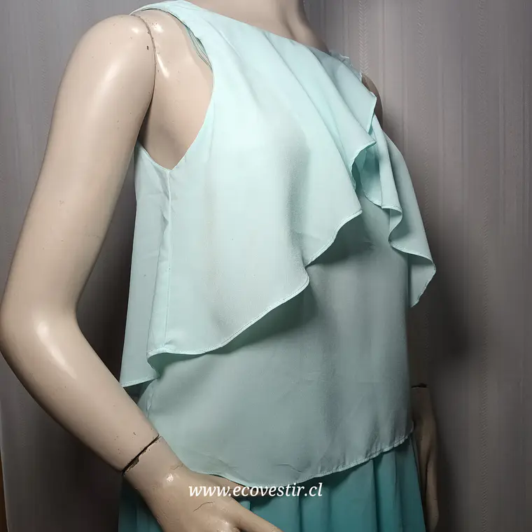 Blusa Zara Trafaluc Sin Mangas con Volantes Verde Agua – Talla S 2