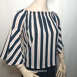 Blusa de Hombros Descubiertos a Rayas Primark - Talla 32
