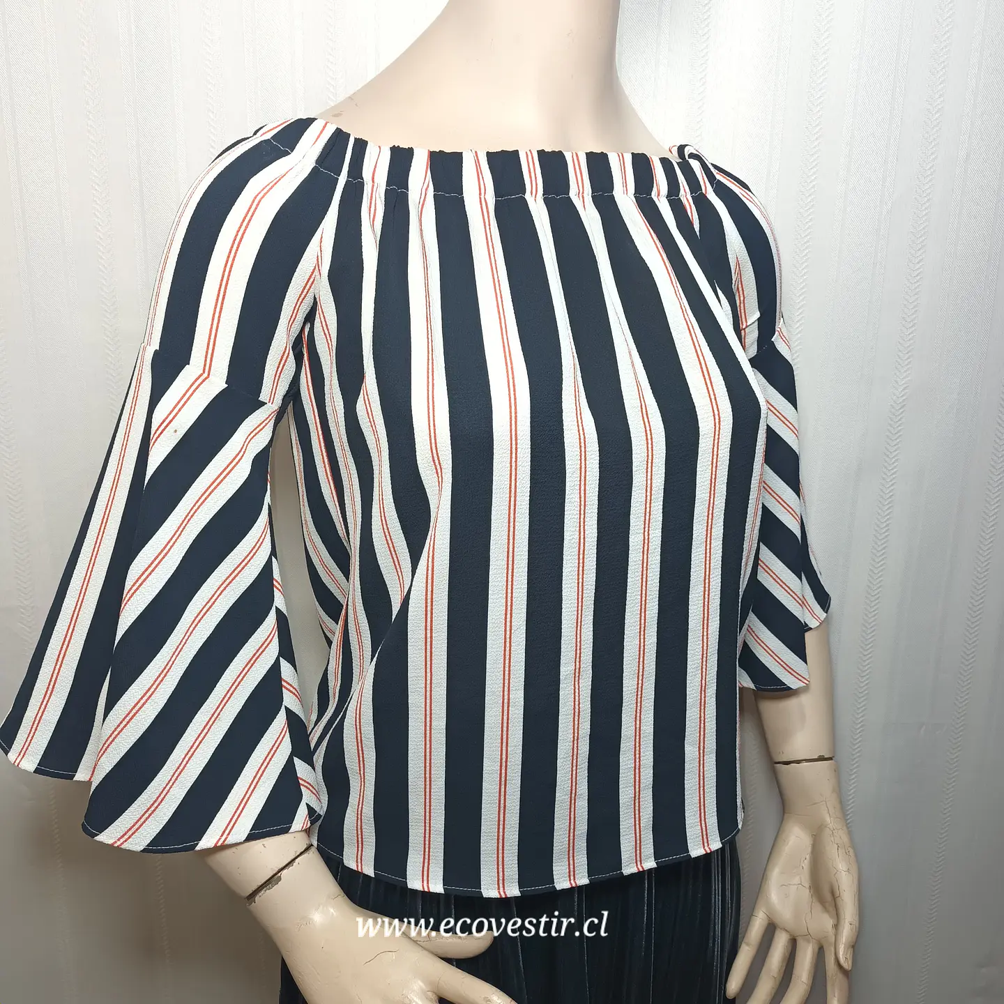 Blusa de Hombros Descubiertos a Rayas Primark - Talla 32 1