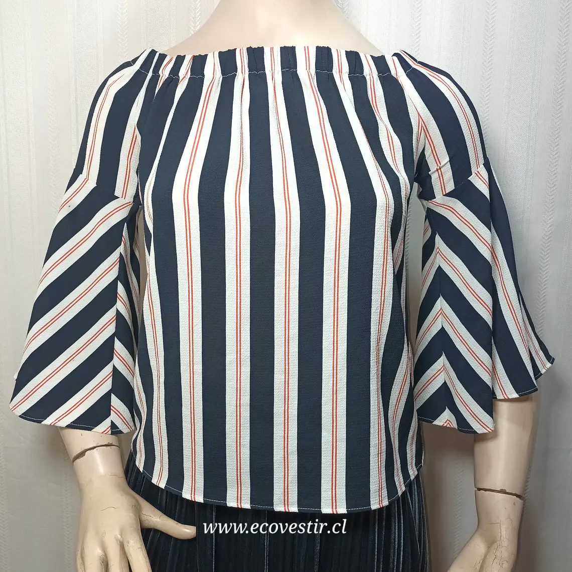 Blusa de Hombros Descubiertos a Rayas Primark - Talla 32 2