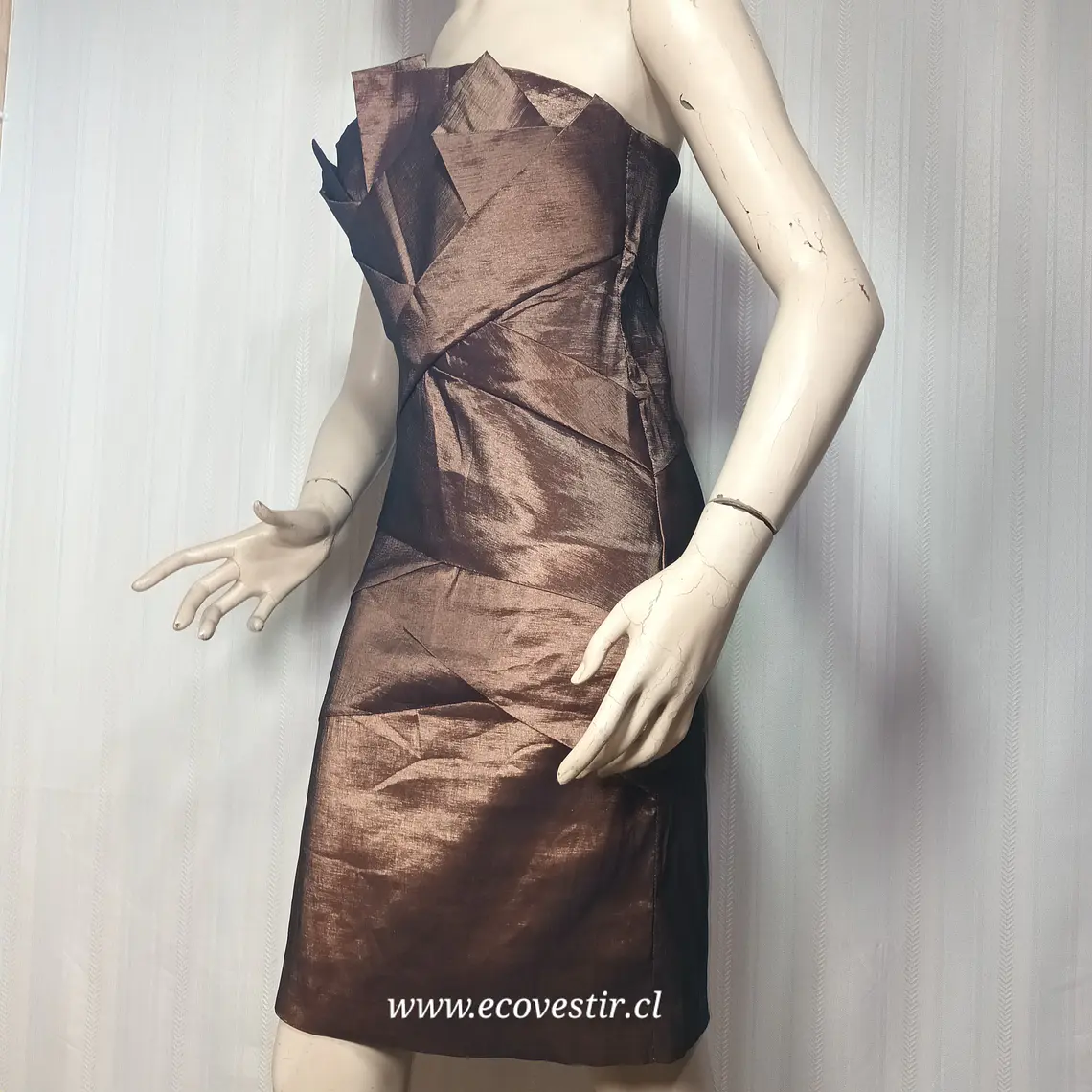 Vestido de Fiesta Strapless Café Dorado Elisa Landri - Talla L | Ecovestir 4