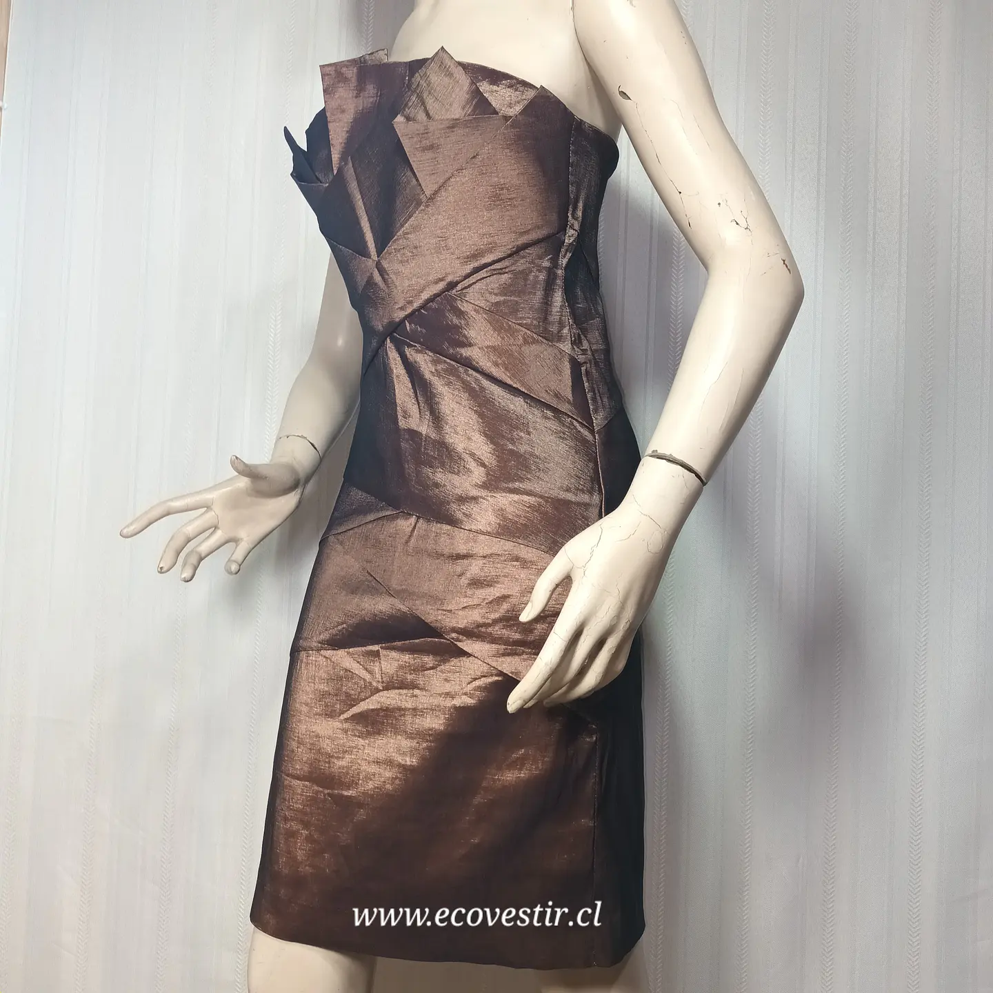 Vestido de Fiesta Strapless Café Dorado Elisa Landri - Talla L | Ecovestir 4