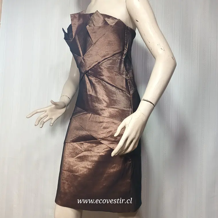 Vestido de Fiesta Strapless Café Dorado Elisa Landri - Talla L | Ecovestir 4