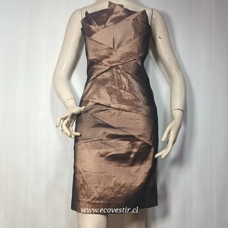 Vestido de Fiesta Strapless Café Dorado Elisa Landri - Talla L | Ecovestir 2
