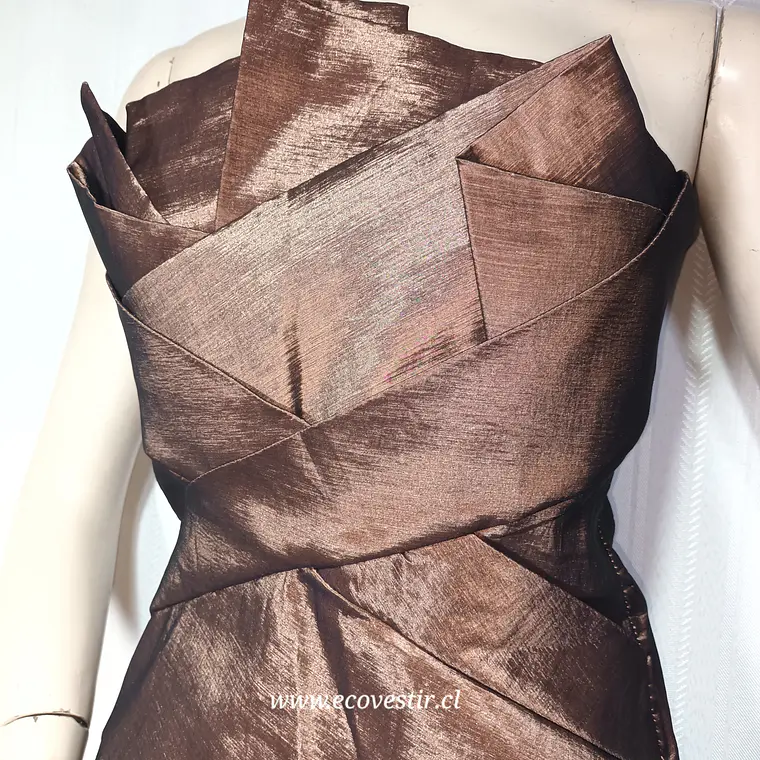 Vestido de Fiesta Strapless Café Dorado Elisa Landri - Talla L | Ecovestir 5