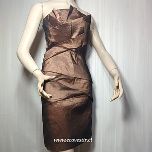 Vestido de Fiesta Strapless Café Dorado Elisa Landri - Talla L | Ecovestir