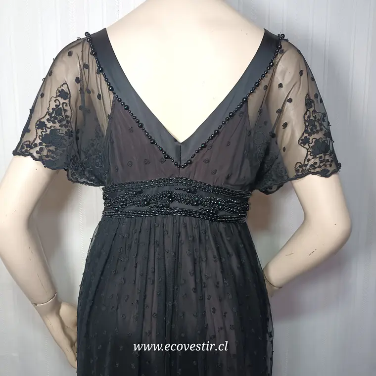 Vestido de Fiesta Negro Pedro del Hierro | Talla 40 | Elegancia en Encaje y Pedrería 2