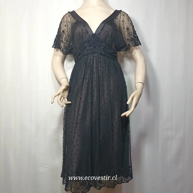 Vestido de Fiesta Negro Pedro del Hierro | Talla 40 | Elegancia en Encaje y Pedrería 5