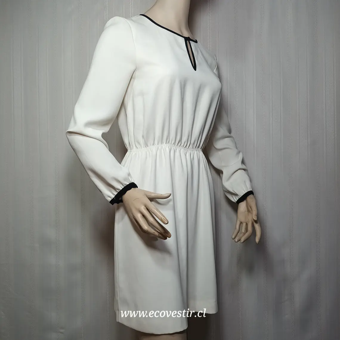 Vestido Corto Zara Basic Blanco Marfil Talla M 2