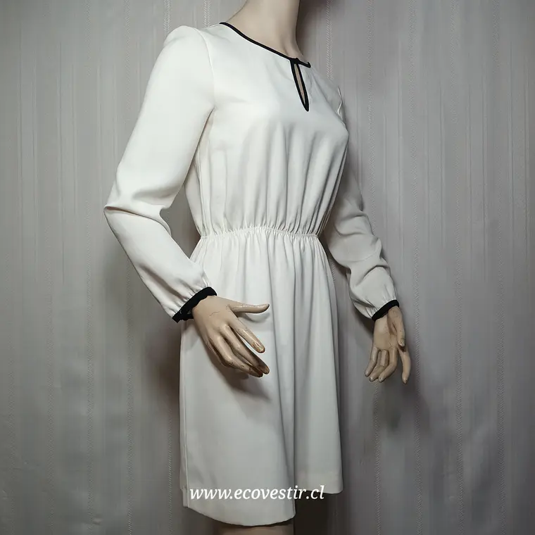 Vestido Corto Zara Basic Blanco Marfil Talla M 2