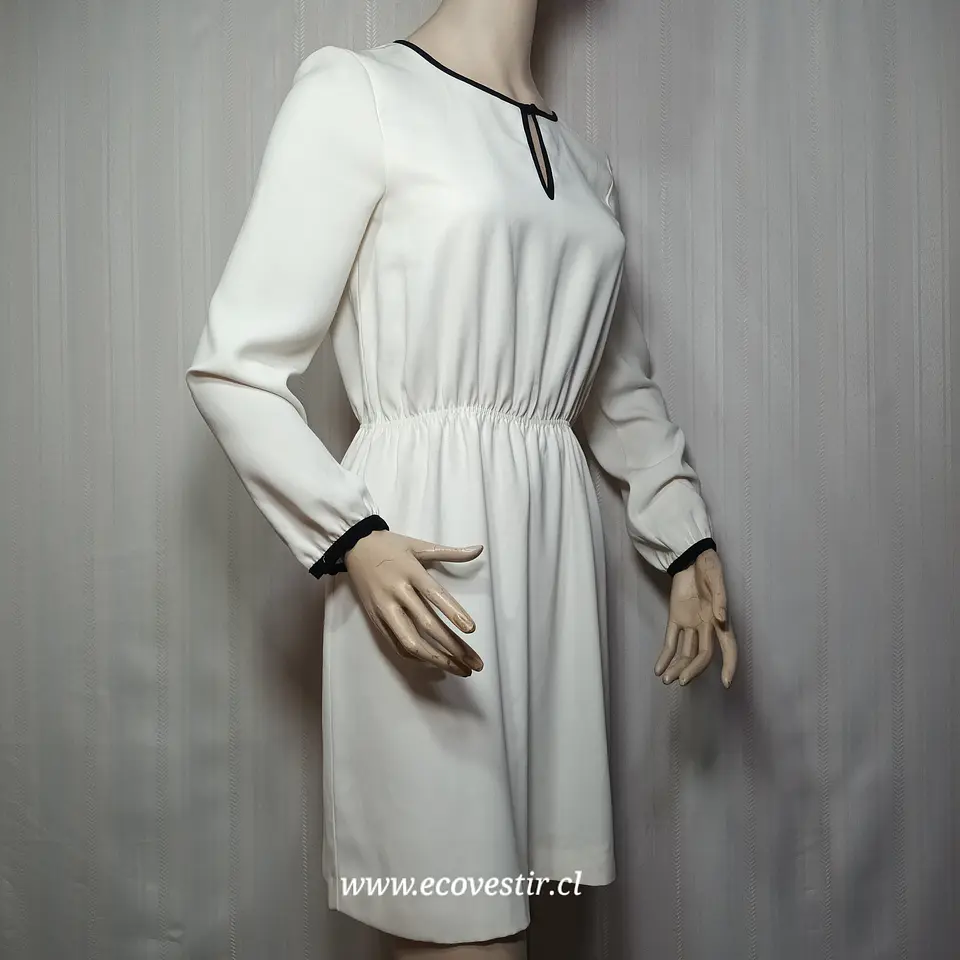 Vestido Corto Zara Basic Blanco Marfil Talla M 2