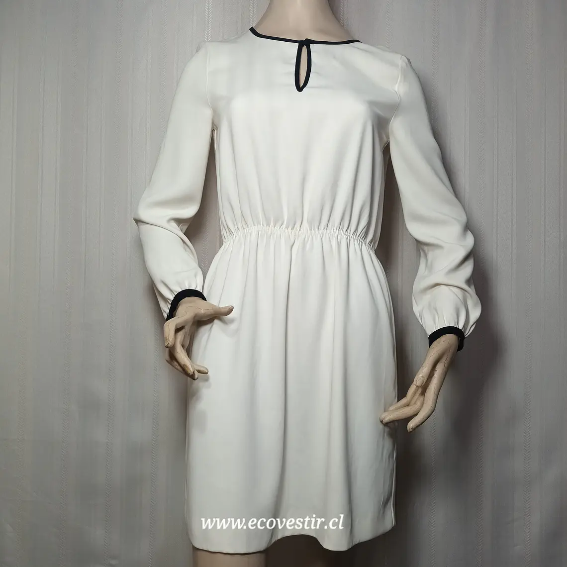 Vestido Corto Zara Basic Blanco Marfil Talla M 1