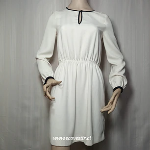 Vestido Corto Zara Basic Blanco Marfil Talla M