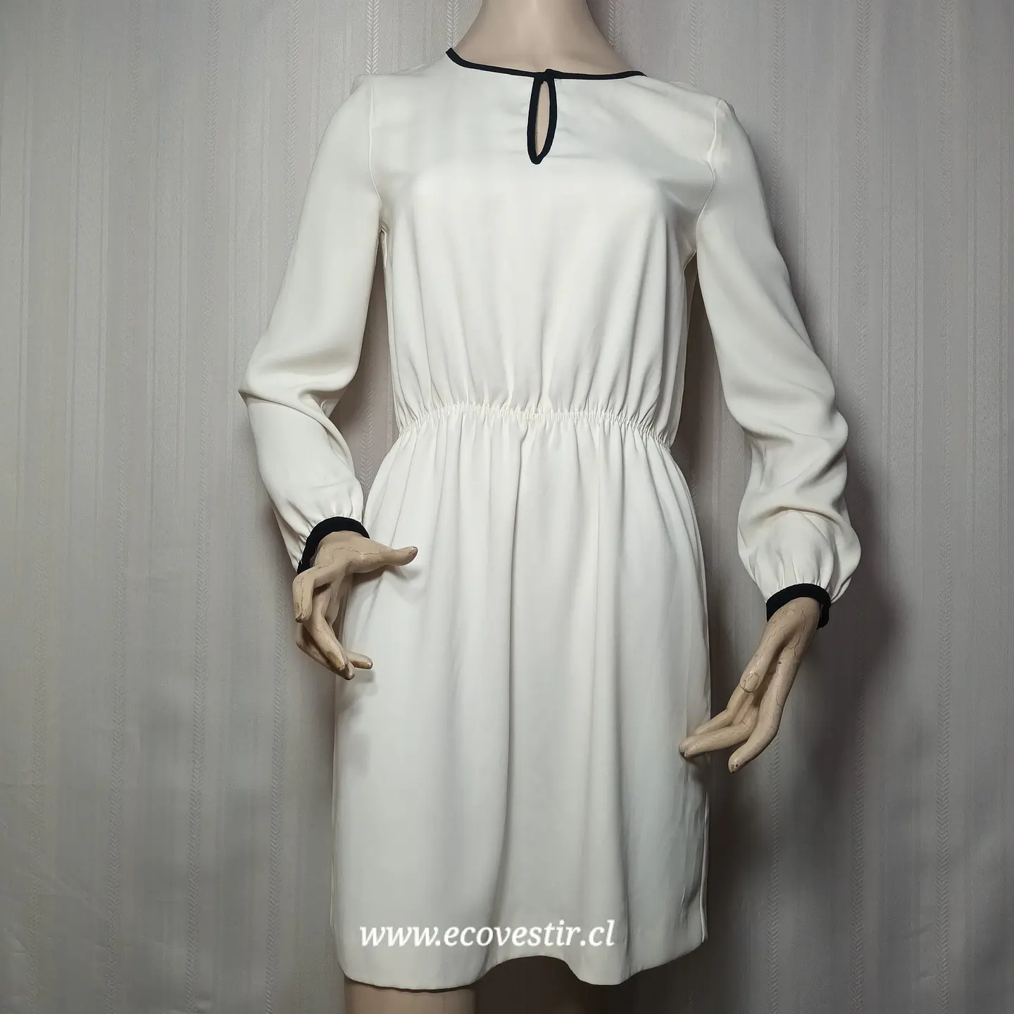 Vestido Corto Zara Basic Blanco Marfil Talla M 1