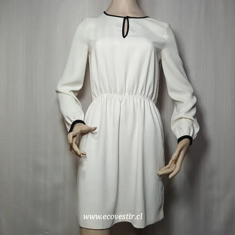 Vestido Corto Zara Basic Blanco Marfil Talla M 1