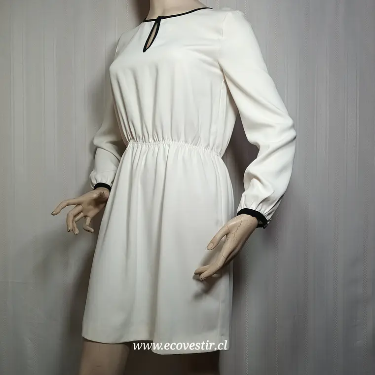 Vestido Corto Zara Basic Blanco Marfil Talla M 3