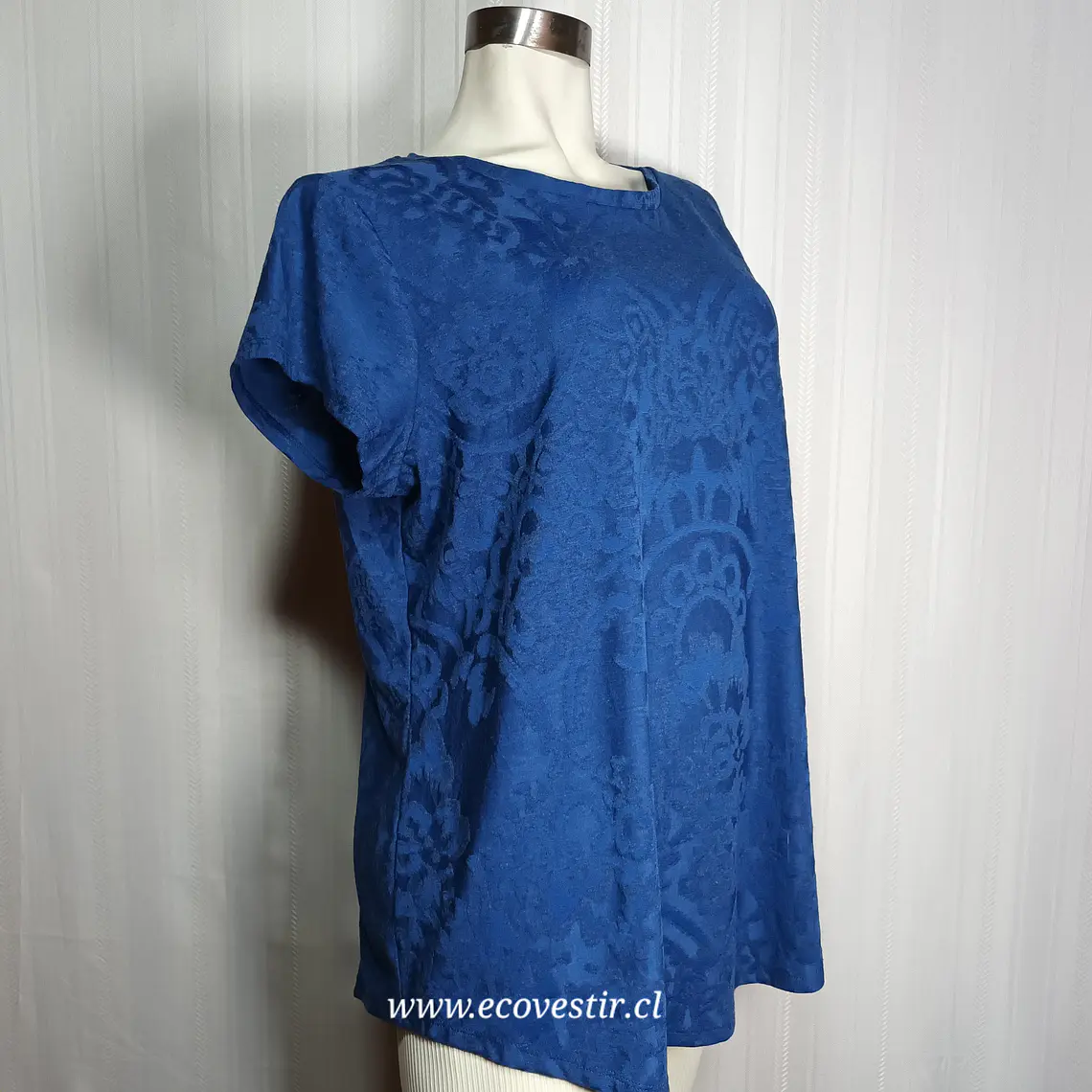Blusa Jacquard Azul Manga Corta Simply Vera Talla XXL 3