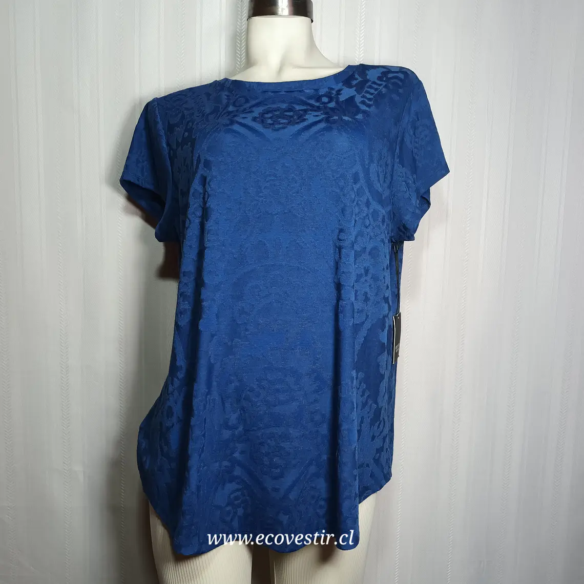 Blusa Jacquard Azul Manga Corta Simply Vera Talla XXL 1