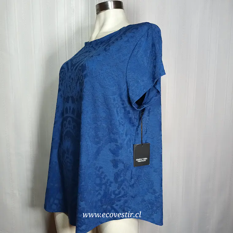Blusa Jacquard Azul Manga Corta Simply Vera Talla XXL 2