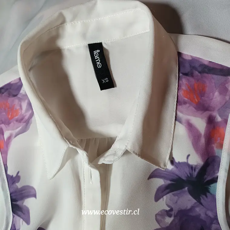 Blusa Flame Sin Mangas Estampado Floral Blanco XS 4