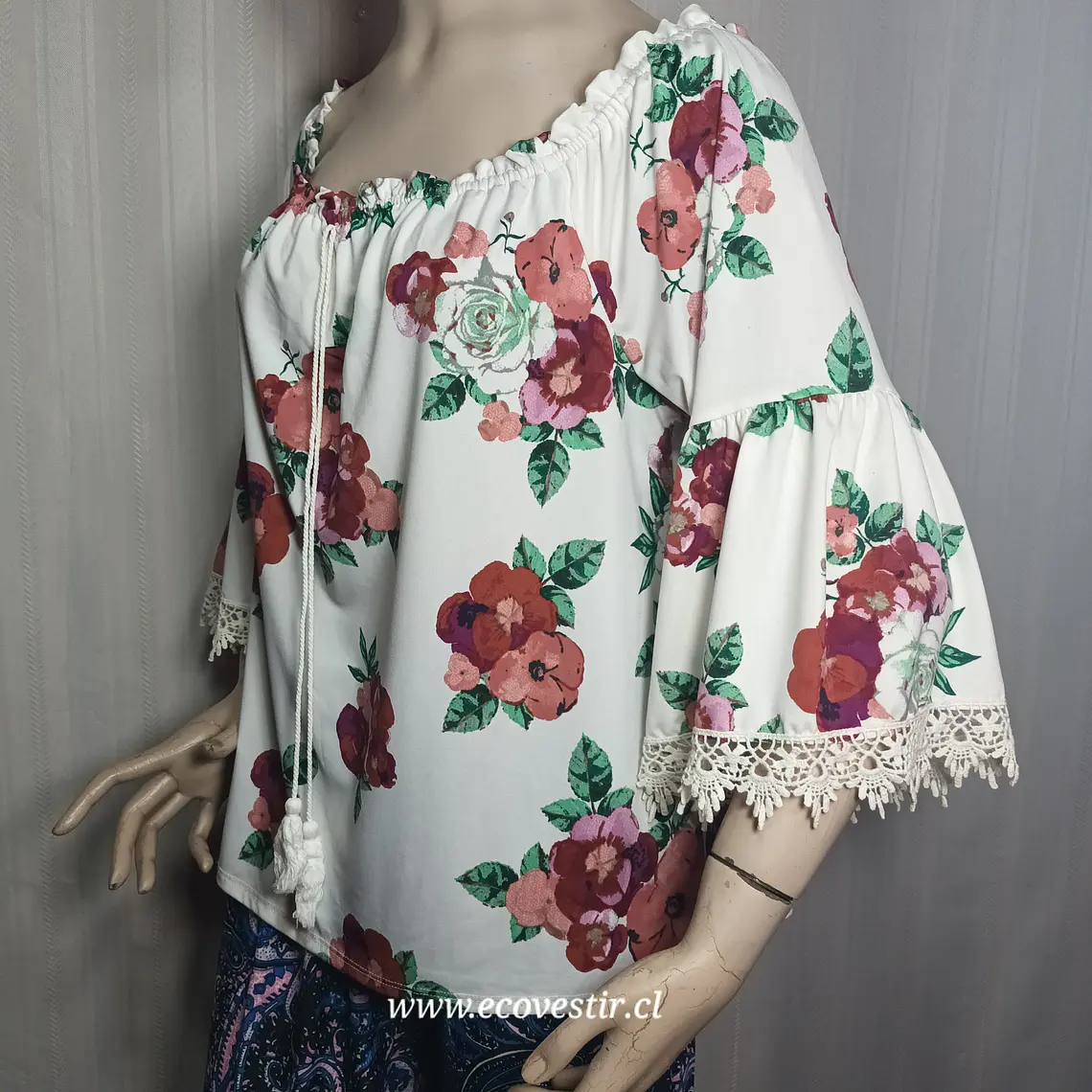 Blusa Campesina Estampado Floral Talla Grande 3XL Rainbow  2