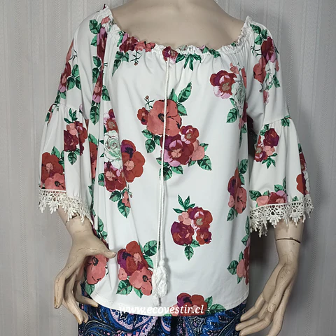 Blusa Campesina Estampado Floral Talla Grande 3XL Rainbow 