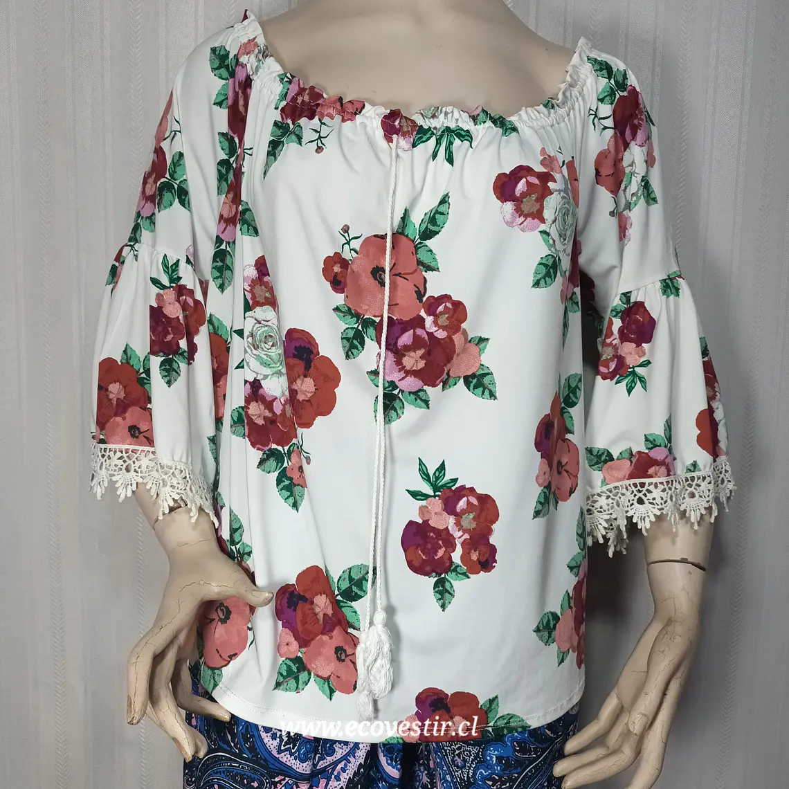 Blusa Campesina Estampado Floral Talla Grande 3XL Rainbow  1