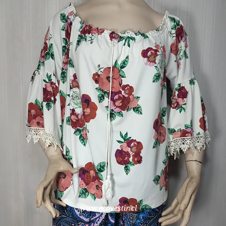 Blusa Campesina Estampado Floral Talla Grande 3XL Rainbow  1