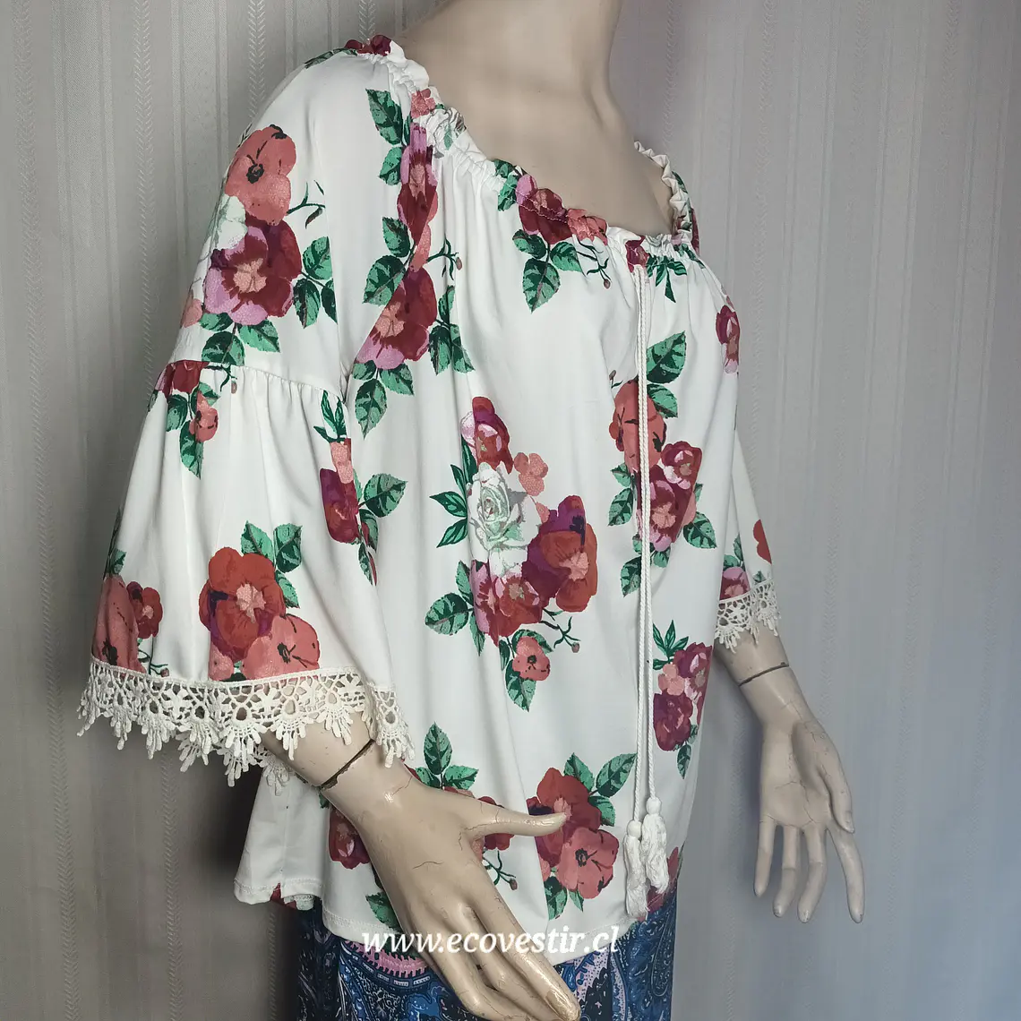 Blusa Campesina Estampado Floral Talla Grande 3XL Rainbow  3