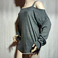 Polera Manga Larga Hombros Descubiertos Gris CYANSTYLE Talla XXL - Miniatura 3