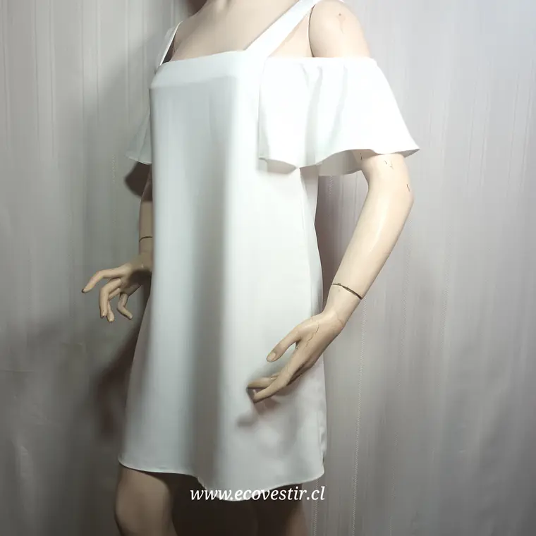 Vestido  Hombros Descubiertos Volantes y Tirantes  Blanco Avant Premier Talla 36 3