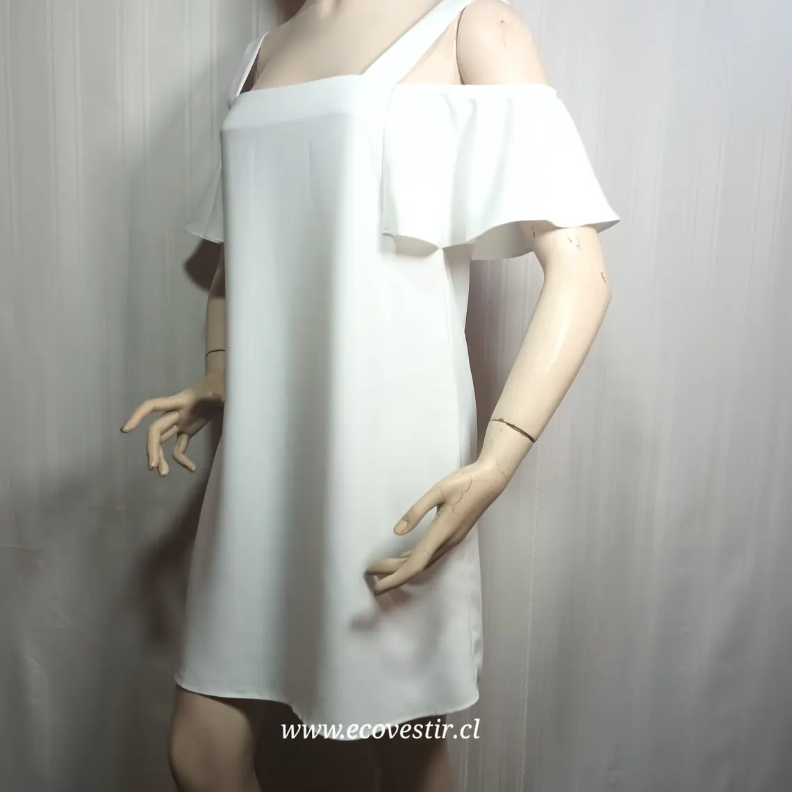 Vestido  Hombros Descubiertos Volantes y Tirantes  Blanco Avant Premier Talla 36 3