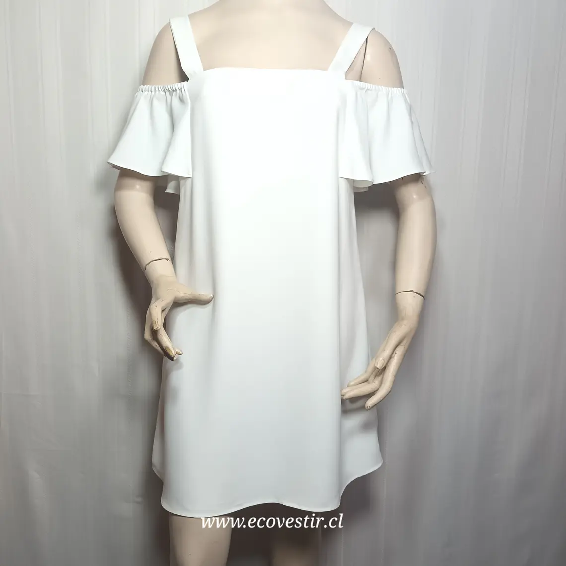 Vestido  Hombros Descubiertos Volantes y Tirantes  Blanco Avant Premier Talla 36 2