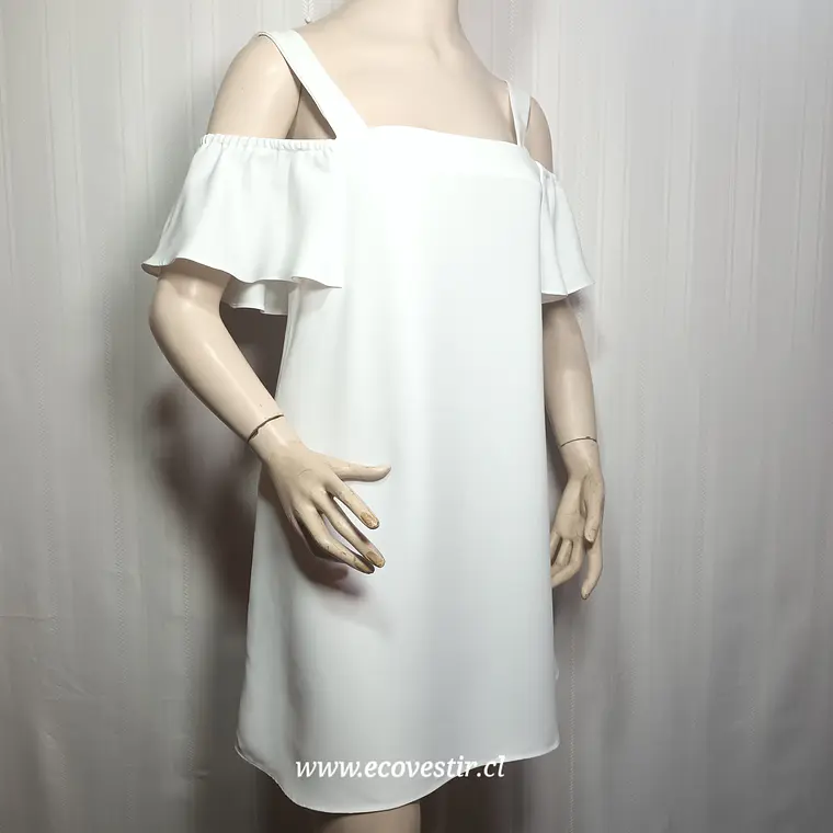 Vestido  Hombros Descubiertos Volantes y Tirantes  Blanco Avant Premier Talla 36 1