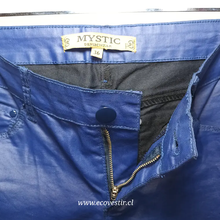 Pantalón Pitillo Engomado Azul Mujer Mystic Talla 36 3