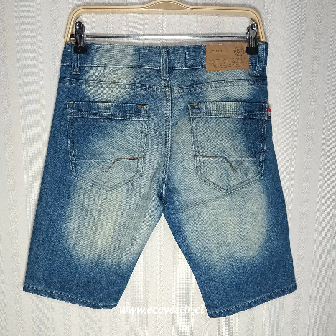Shorts de Mezclilla para Hombre Cotton & Silk - Talla 44 - Azul con Desgaste 3