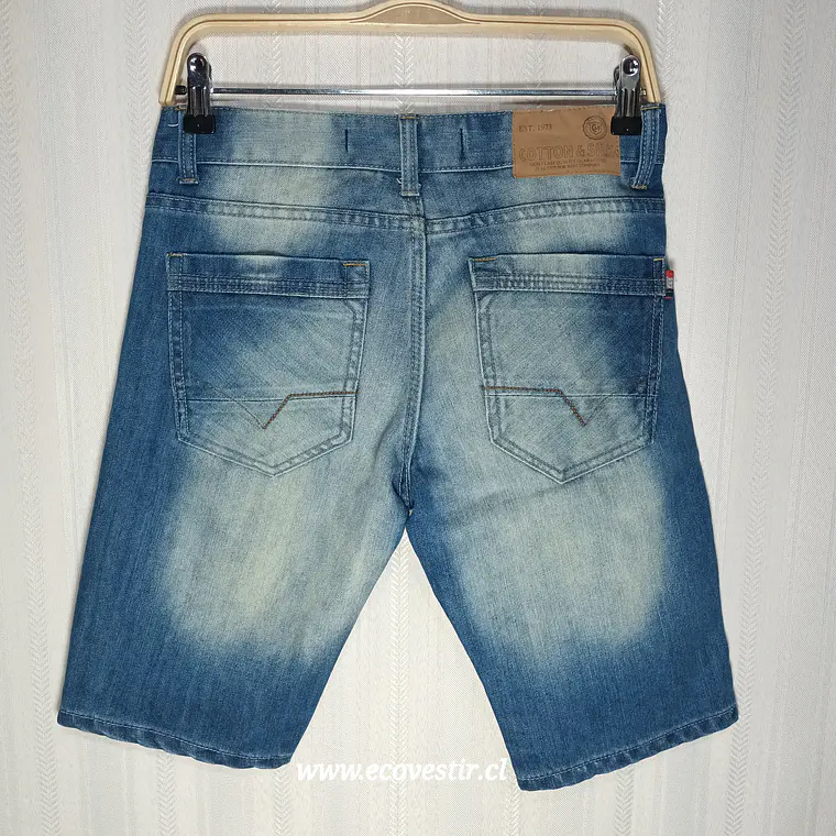 Shorts de Mezclilla para Hombre Cotton & Silk - Talla 44 - Azul con Desgaste 3