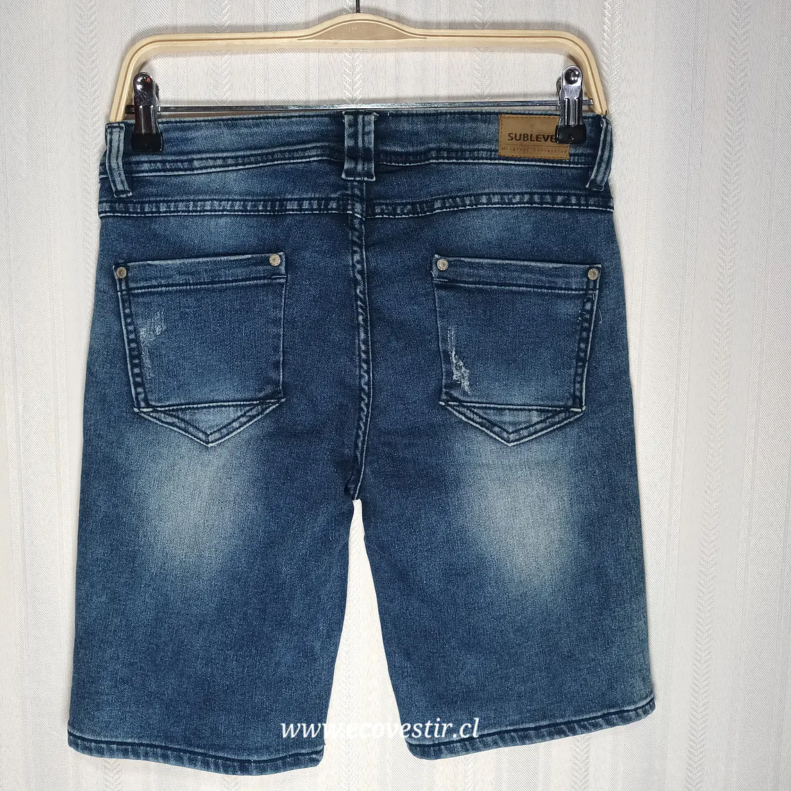  Bermuda Jeans Sublevel Azul con Desgaste Estilo Casual Talla M 2