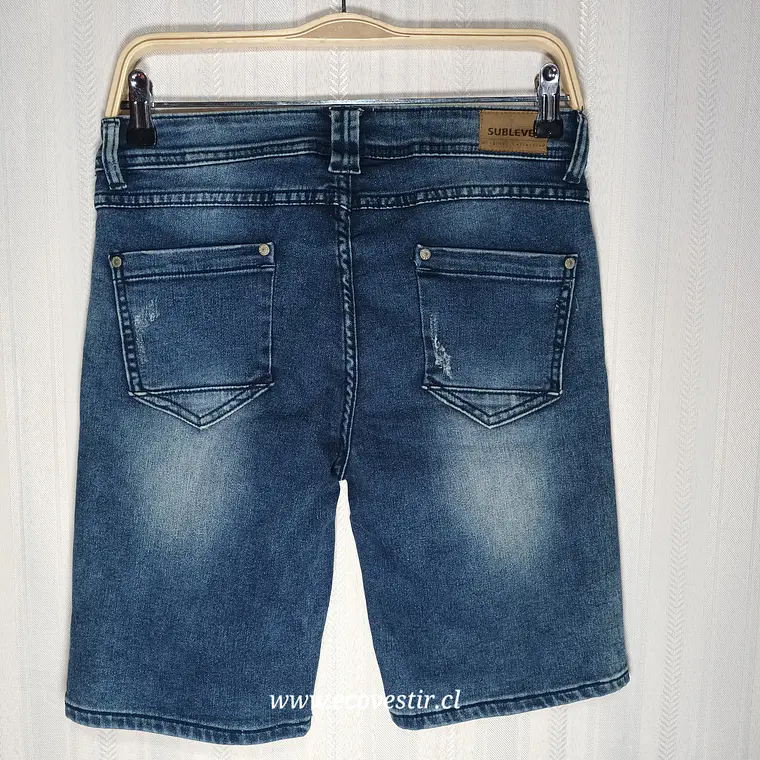  Bermuda Jeans Sublevel Azul con Desgaste Estilo Casual Talla M 2