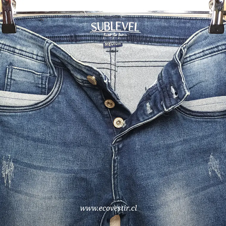  Bermuda Jeans Sublevel Azul con Desgaste Estilo Casual Talla M 5