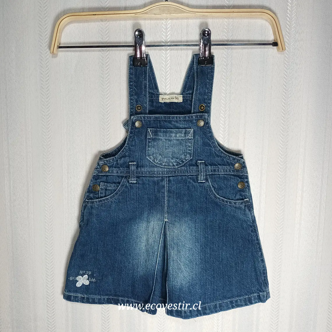 Jardinera Vestido Mezclilla para Bebé Niña - Grain de Blé Talla 6M 1