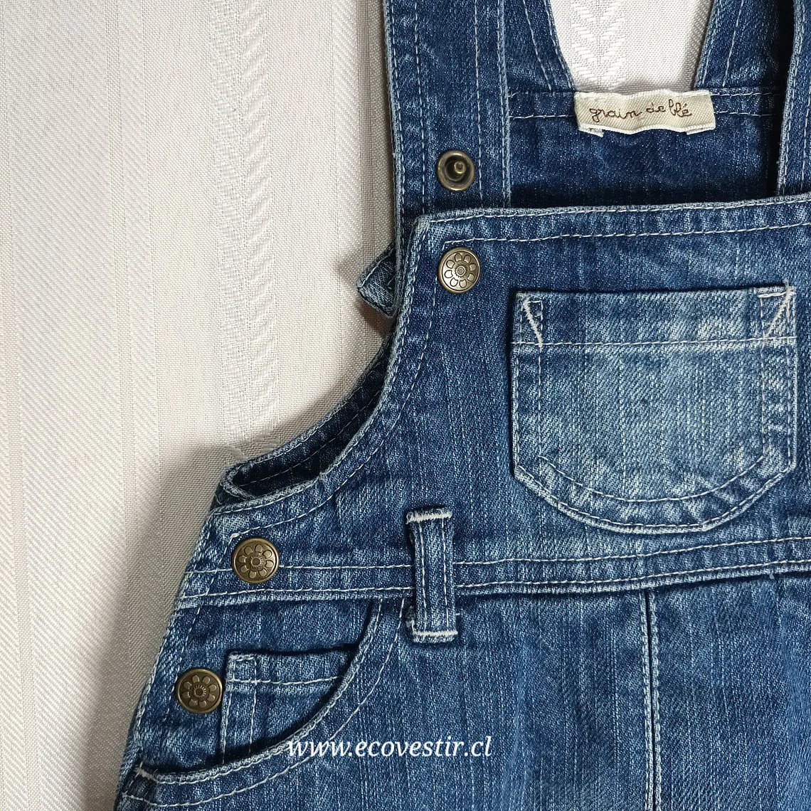 Jardinera Vestido Mezclilla para Bebé Niña - Grain de Blé Talla 6M 3