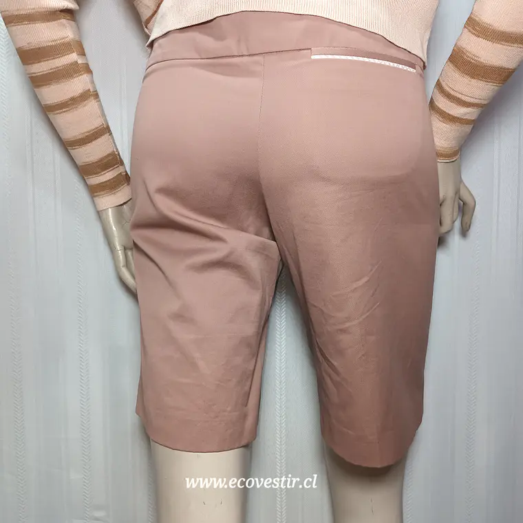 Short Sastrero Tiro Alto Algodón Color Palo Rosa 5
