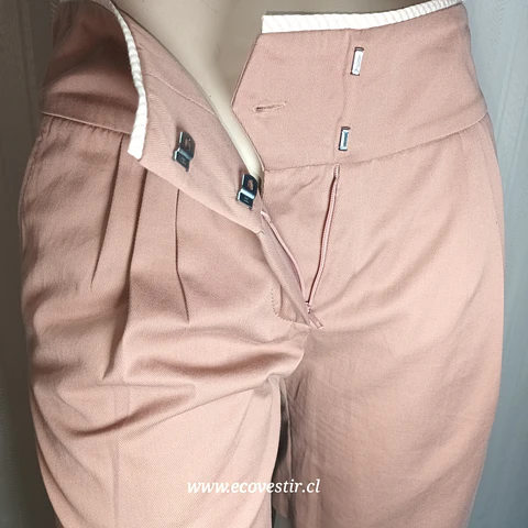 Short Sastrero Tiro Alto Algodón Color Palo Rosa