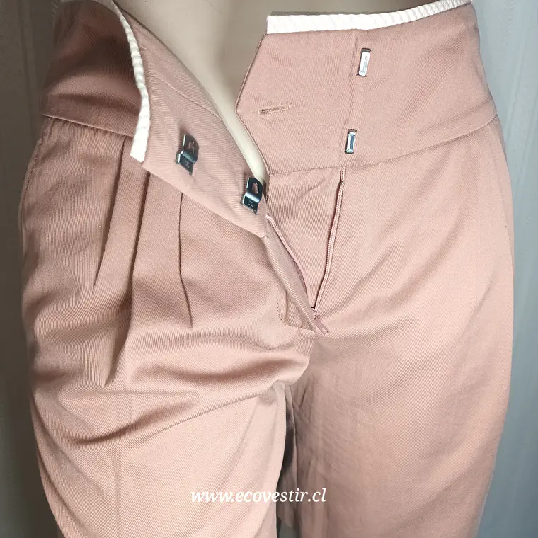 Short Sastrero Tiro Alto Algodón Color Palo Rosa 1