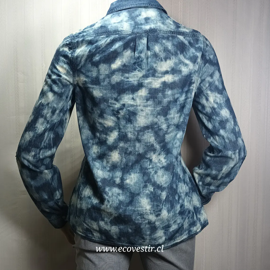 Camisa de Mezclilla Mujer Tie-Dye Azul Love Fire - Talla M 5
