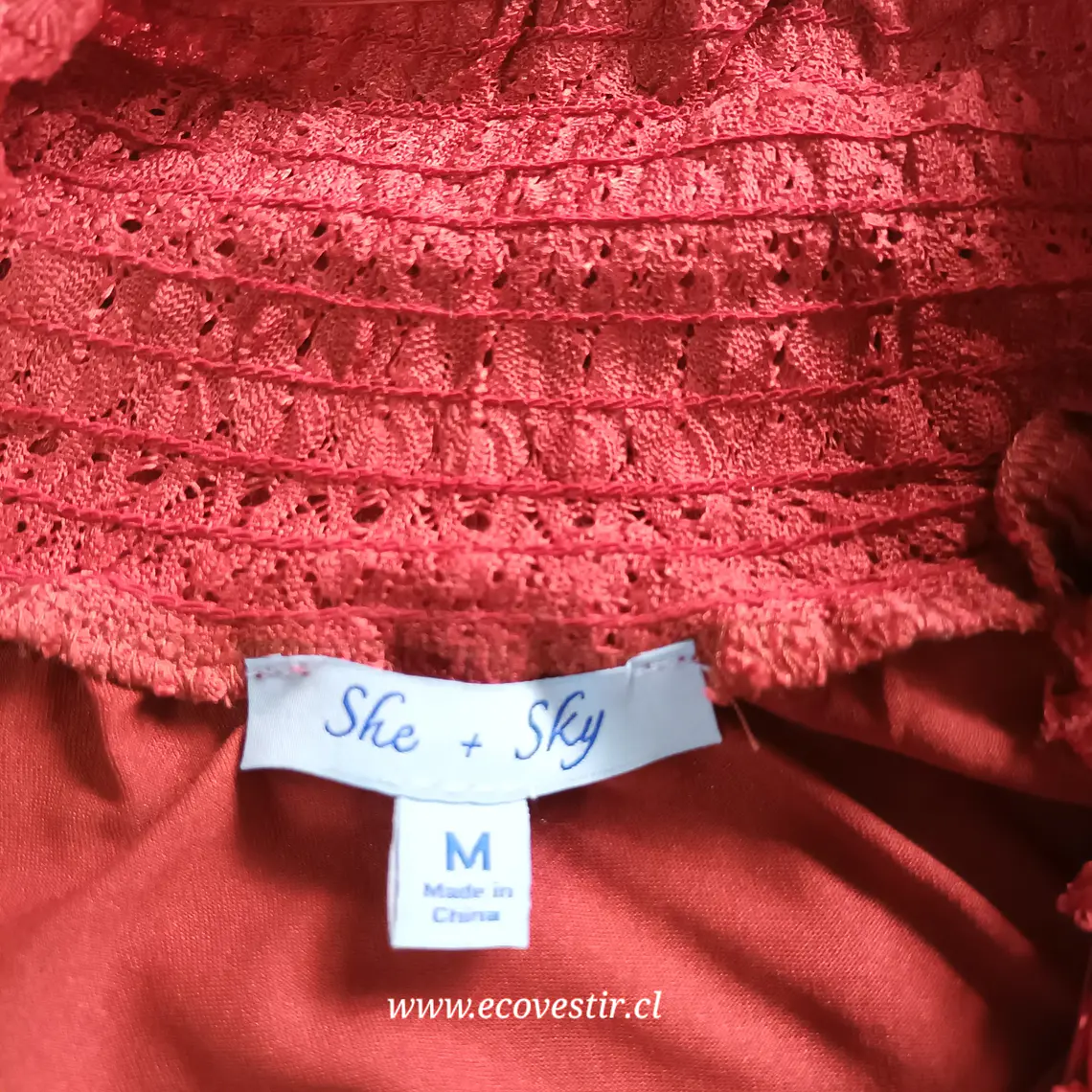 Blusa Encaje Terracota Hombros Descubiertos She + Sky Talla M 6